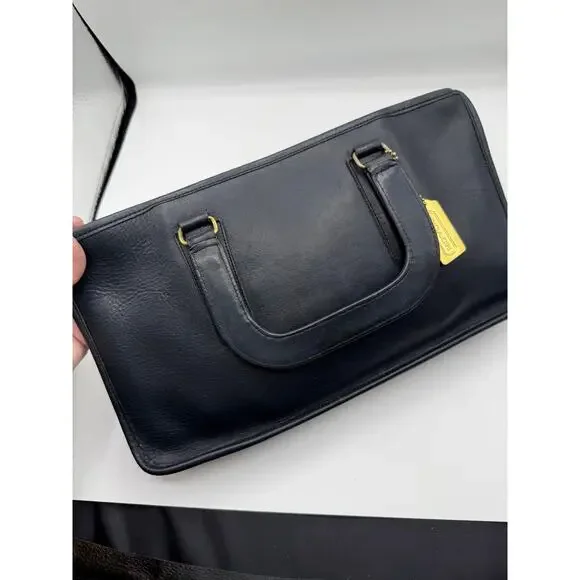 RARE NYC Vintage Coach Navy Slim Satchel Bonnie Cashin Era + Brass Tag - Picture 11 of 14